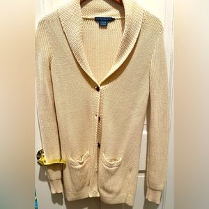Ralph Lauren cotton/cashmere off white/beige button down cardigan..